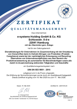 take-e-way Qualitätsmanagement Zertifikat DIN EN ISO 9001 2015